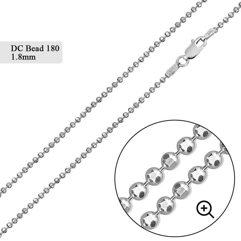 Diamond Cut Bead 180 Chains 1.8mm - CH503 | Silver Palace Inc.