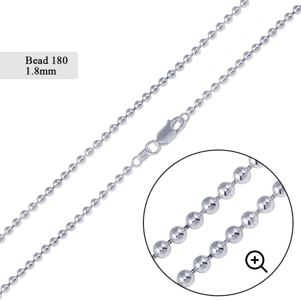 Bead 180 Chain 1.8mm - CH506 | Silver Palace Inc.