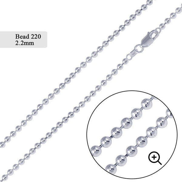 Bead 220 Chain 2.2mm - CH507 | Silver Palace Inc.