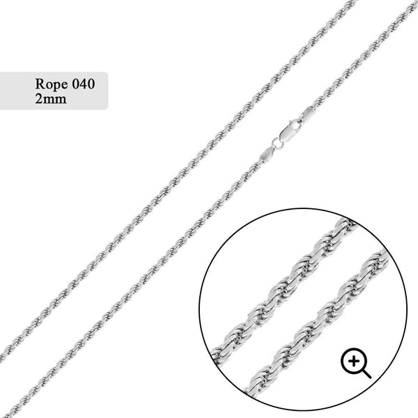 Rope 040 Chain 2mm - CH524 | Silver Palace Inc.