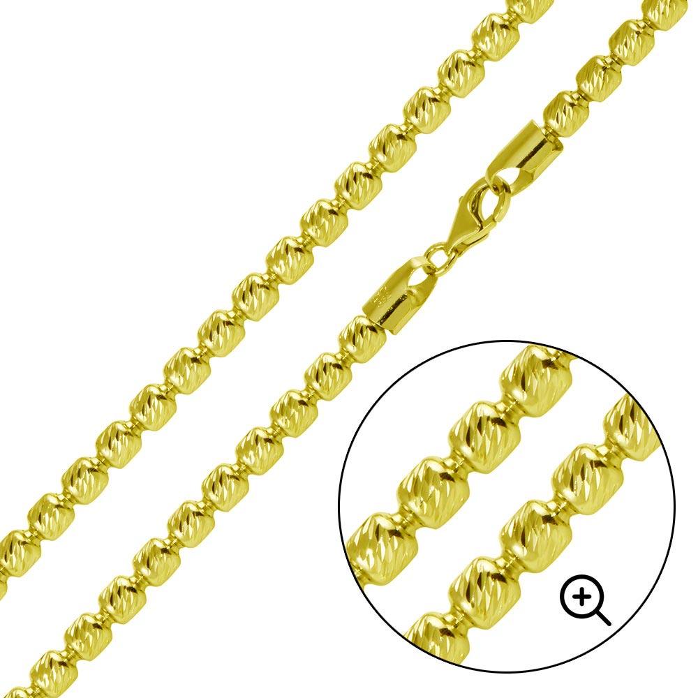 Silver 925 Gold Plated Barrel Slash Chain 5mm - CH539 GP | Silver Palace Inc. #plating_gold