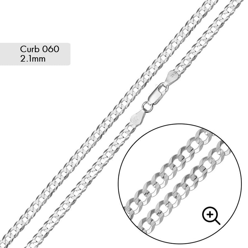 Curb 060 Chain 2.1mm - CH614 | Silver Palace Inc.