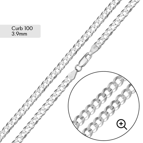 Curb 100 Chain 3.9mm - CH616 | Silver Palace Inc.
