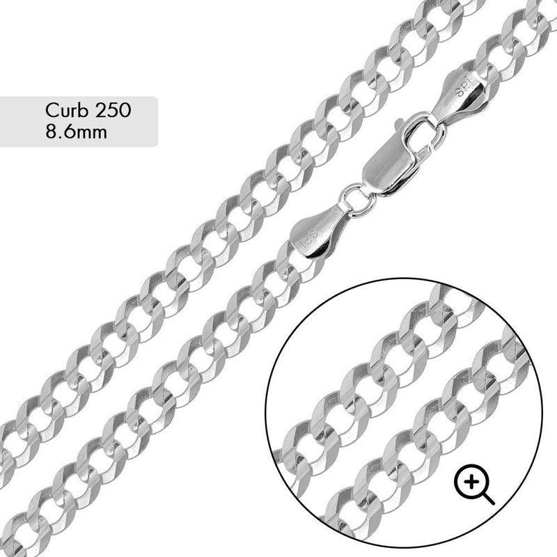 Curb 250 Chain or Bracelet 8.6mm - CH621