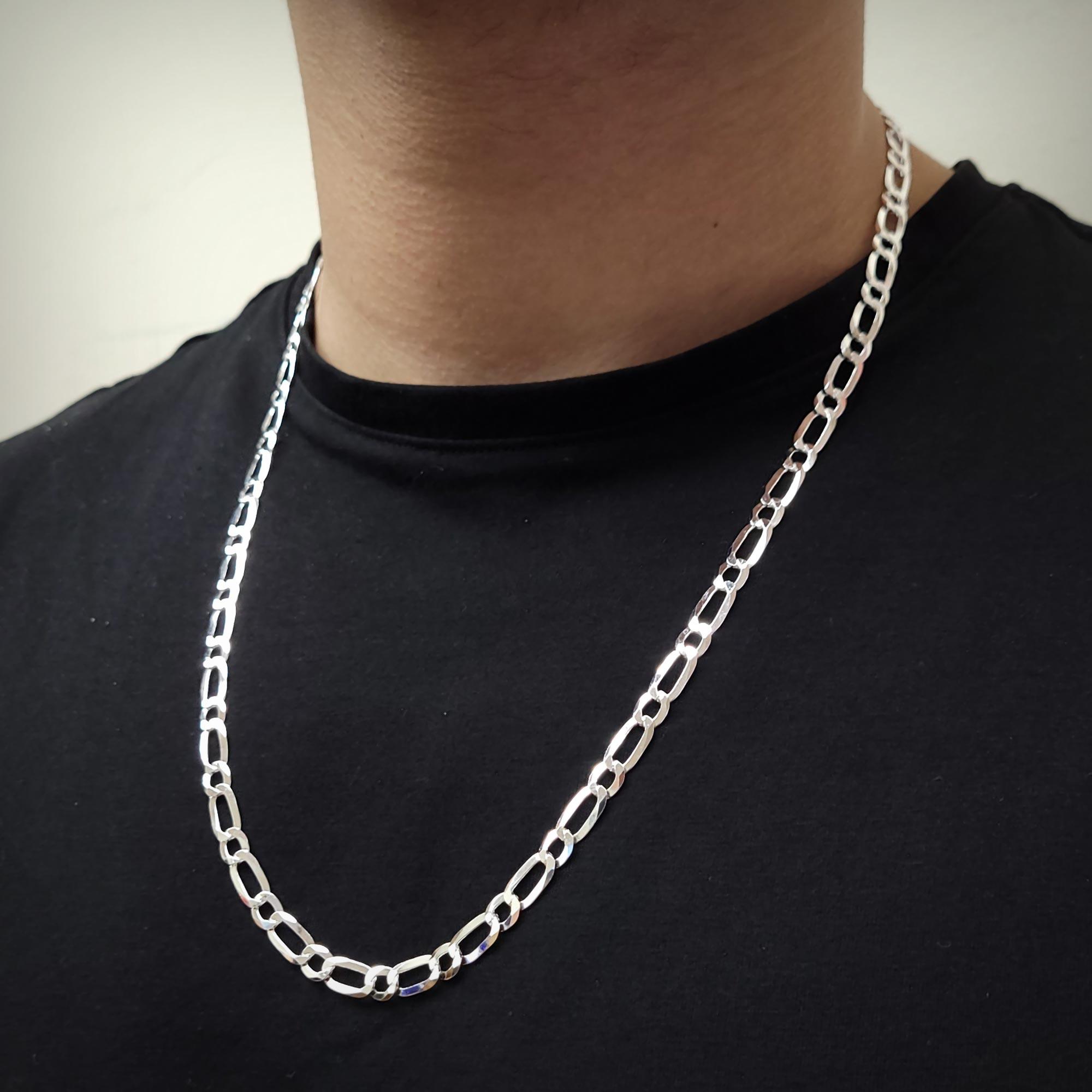 925 Sterling Silver Figaro 1+1 Chain or Bracelet