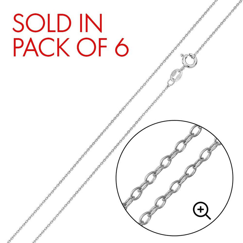 CH700 - High Polished 925 Sterling Silver Super Light Cable 025 Chain 1.2mm (Pk of 6)