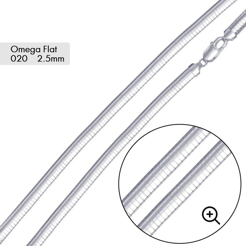 Flat Omega 020 Chain 2.5mm - CH801 | Silver Palace Inc.