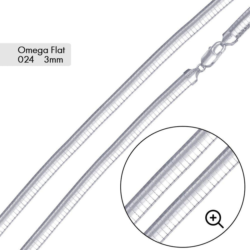 Flat Omega 024 Chain 3.0mm - CH802 | Silver Palace Inc.