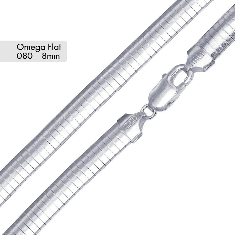 Flat Omega 080 Chain 8.0mm - CH806 | Silver Palace Inc.