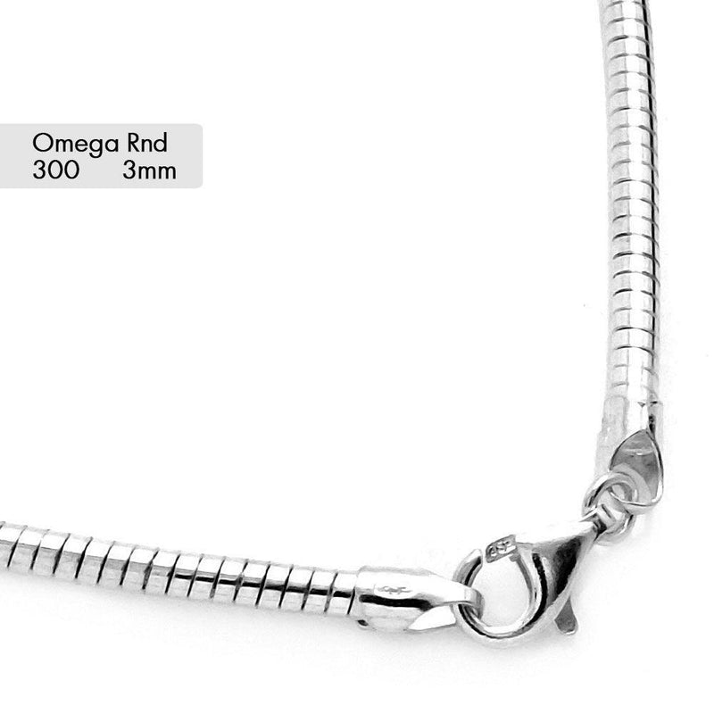 Round Omega Chains 3mm - CH812 | Silver Palace Inc.
