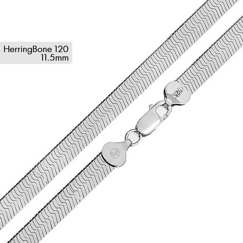 Herring Bone 120 Chain 11.5mm - CH816 | Silver Palace Inc.