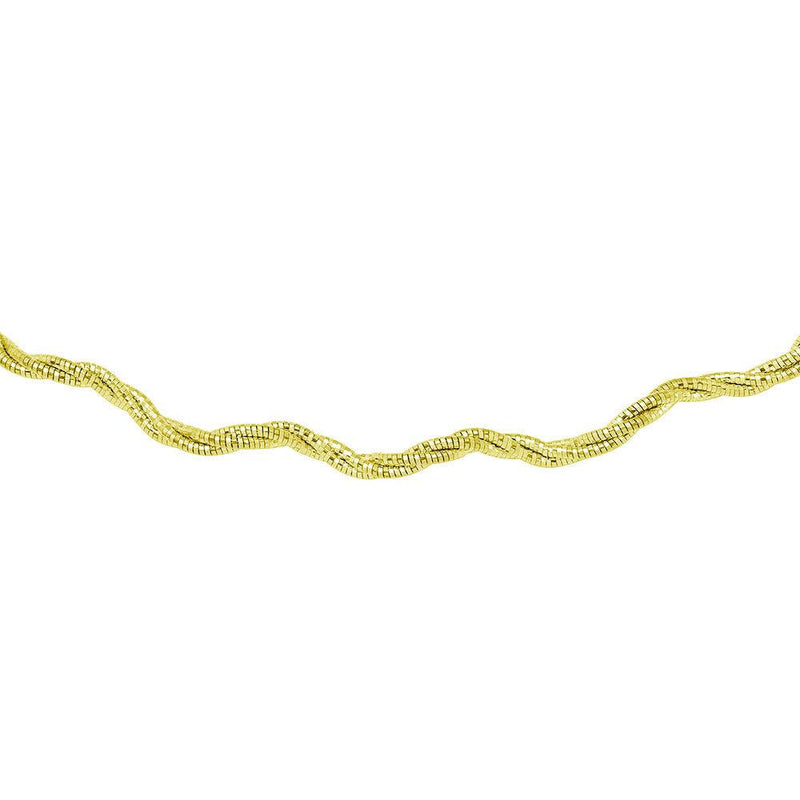 Silver 925 3 Layer Wave Omega Spring Chain Gold Plated 2.7mm - CH919 GP | Silver Palace Inc.