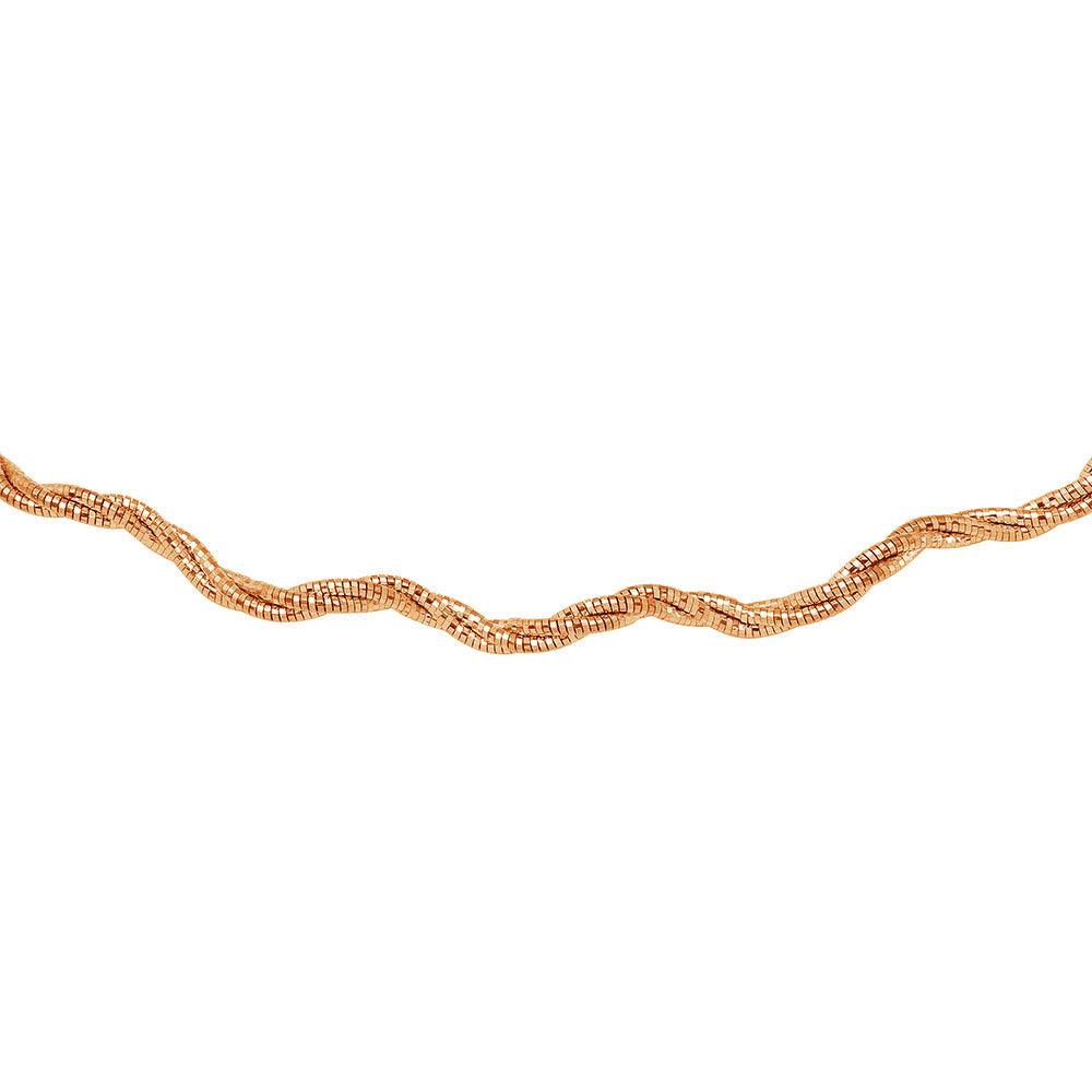 Silver 925 3 Layer Wave Omega Spring Chain Rose Gold Plated 2.7mm - CH920 RGP | Silver Palace Inc. #plating_rose gold