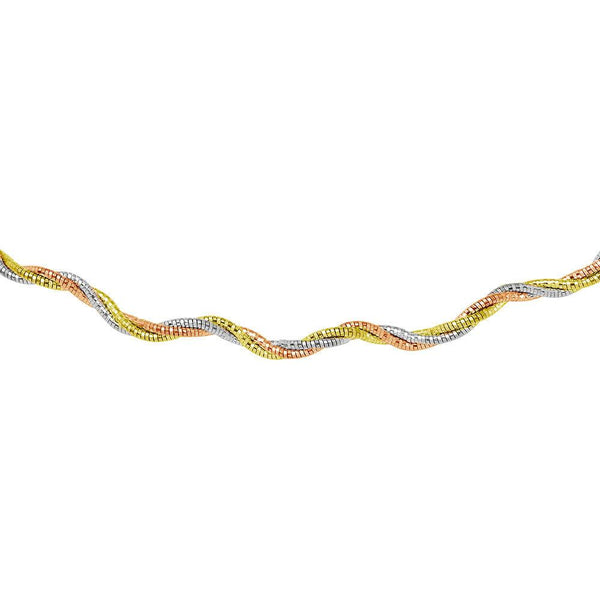 Silver 925 3 Layer Wave Omega Spring Chain 3 Toned Plated 2.7mm - CH921 MUL | Silver Palace Inc.