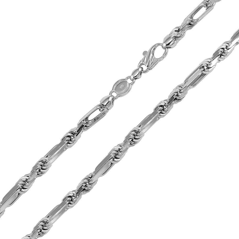 Silver 925 Rhodium Plated Hand Made Figarope Milano Chains 6.2mm - CH195 RH | Silver Palace Inc.