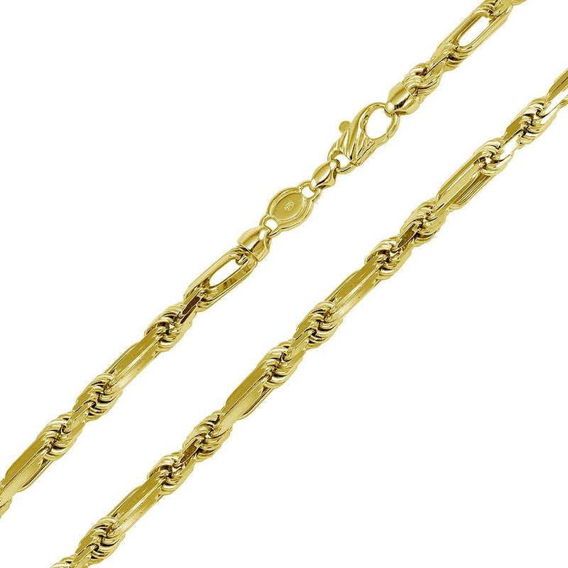 Silver 925 Gold Plated Hand Made Figarope Milano Chains 6.2mm - CH930 GP | Silver Palace Inc.