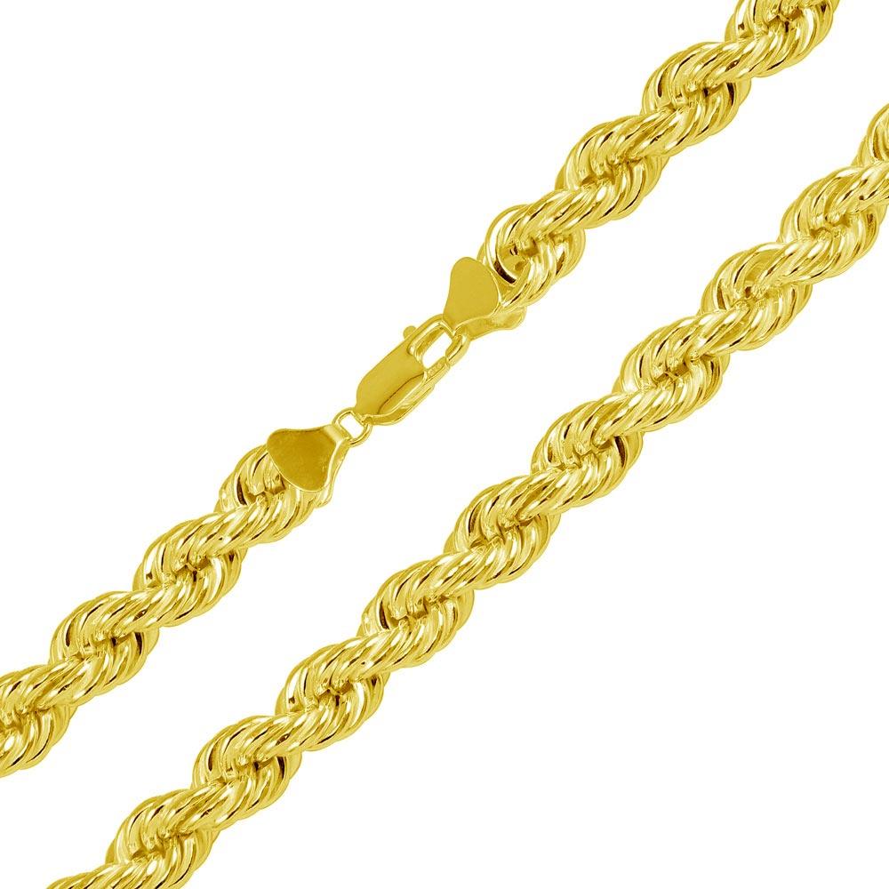 Silver 925 Gold Plated Hollow Rope Chains 9.3mm - CHHW114 GP | Silver Palace Inc. #plating_gold