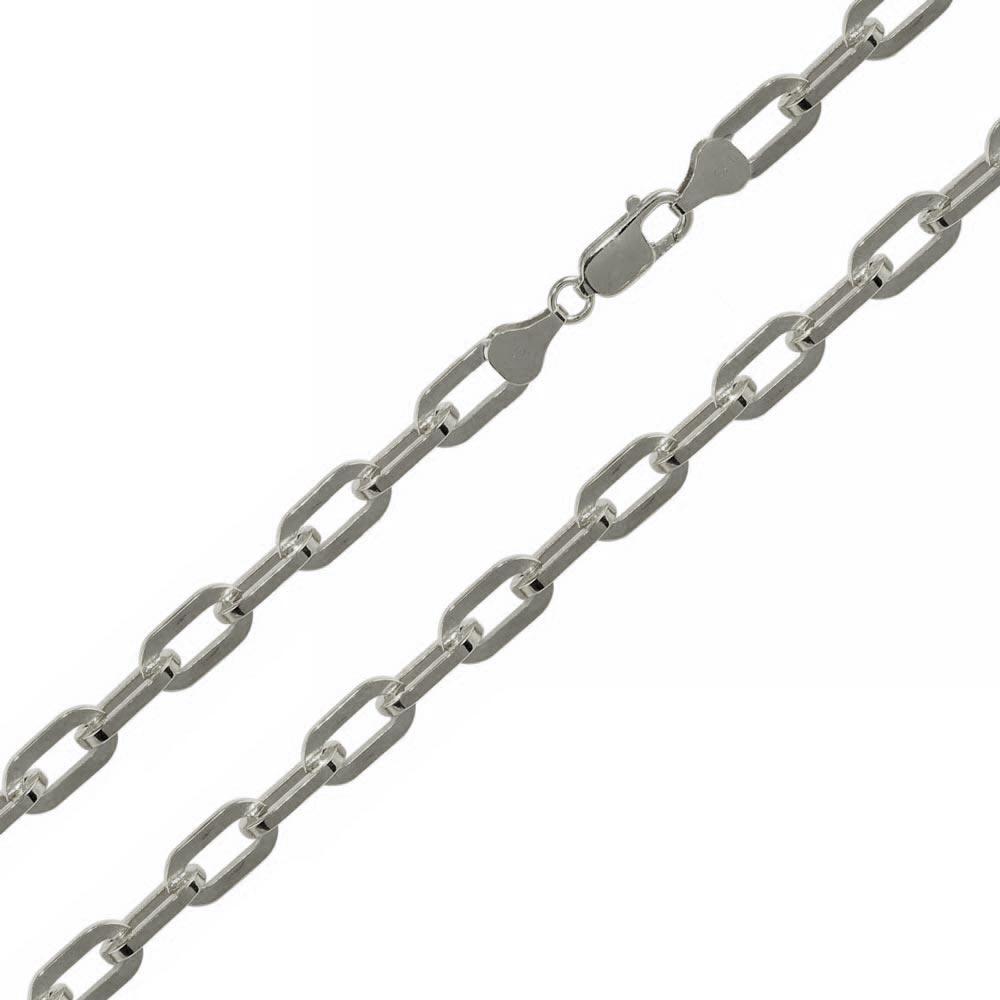 Rhodium Plated 925 Sterling Silver Wide Oval D Cut Link Paperclip Chain 5mm - CH949 RH | Silver Palace Inc. #plating_rhodium