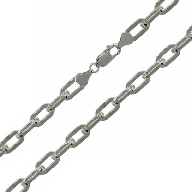 Rhodium Plated 925 Sterling Silver Wide Oval D Cut Paperclip Link Chain 6mm - CH950 RH | Silver Palace Inc.
