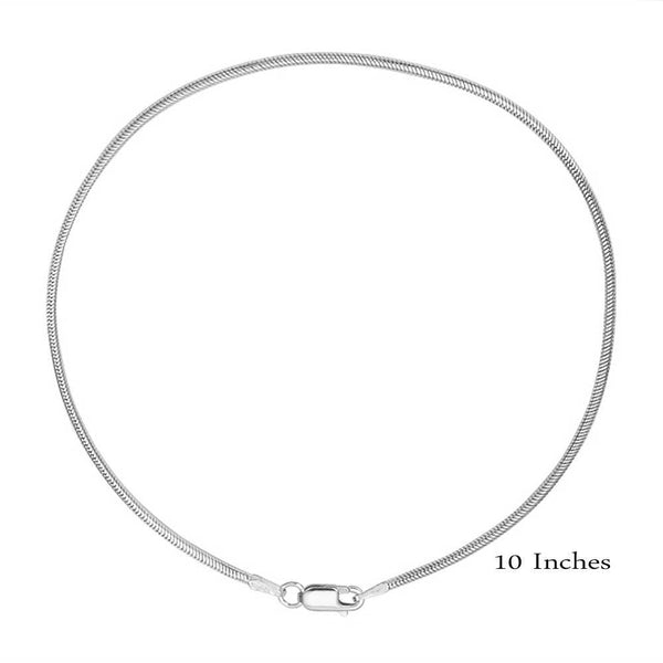 Silver 925 Snake Round 1.2mm Anklet - CHA730 | Silver Palace Inc.