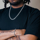 Cadena o pulsera de eslabones micropavé de circonitas cúbicas incrustadas en plata de ley 925 rodiada (8,9 mm) - CHCZ107 RH