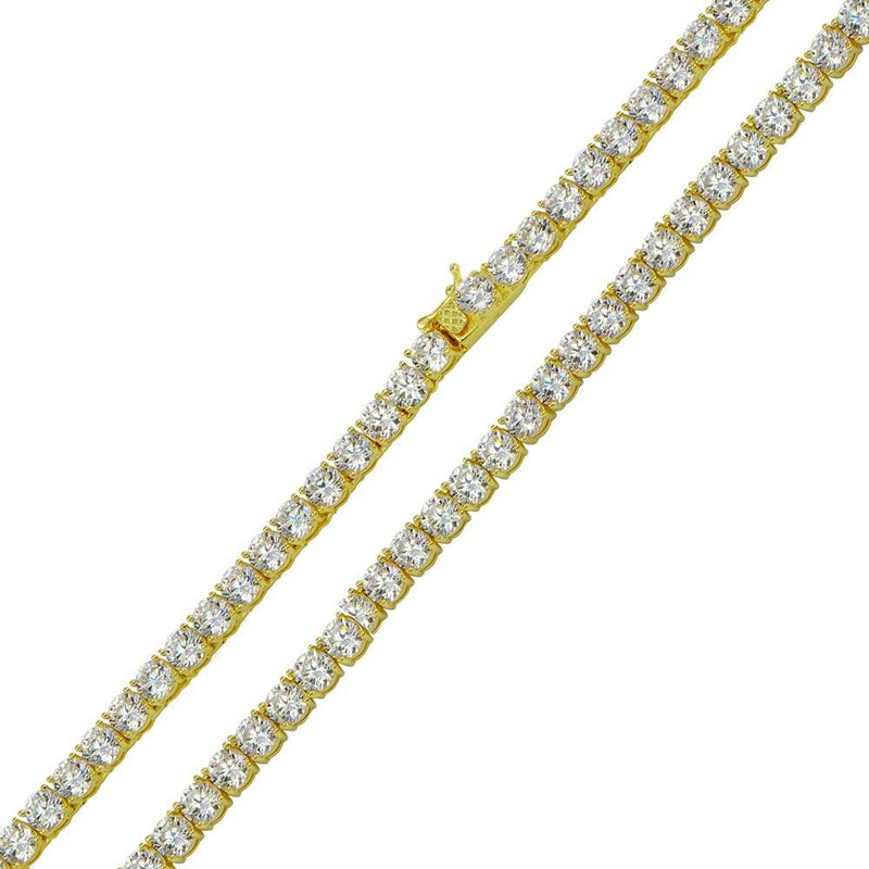 Silver 925 Gold Plated Round CZ Link Chains 4mm - CHCZ108 GP | Silver Palace Inc.