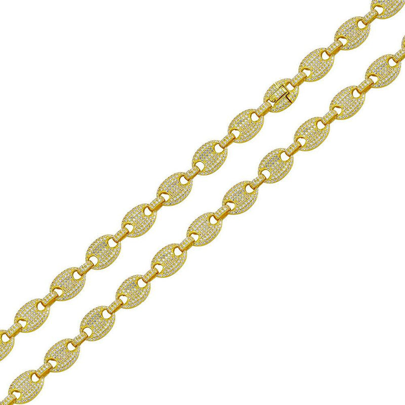 Silver 925 Gold Plated CZ Encrusted Oval Link 8mm - CHCZ113 GP | Silver Palace Inc.