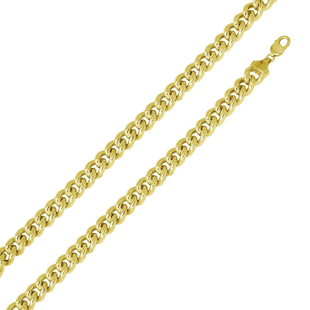 Silver 925 Gold Plated Hollow Curb Chain 12.8mm - CHHW116 GP | Silver Palace Inc. #plating_gold