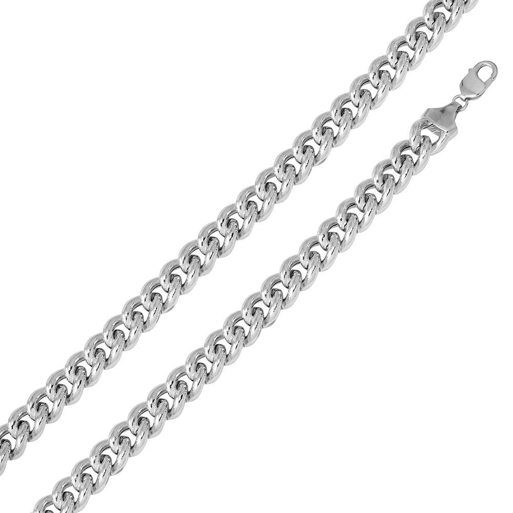 Silver 925 Rhodium Plated Hollow Curb Chain 14.5mm - CHHW117 RH | Silver Palace Inc.
