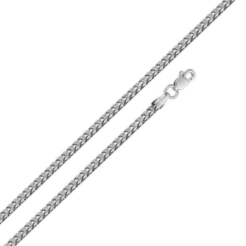 Rhodium Plated 925 Sterling Silver Hollow Round Franco Chain 2.7mm - CHHW120 RH | Silver Palace Inc.