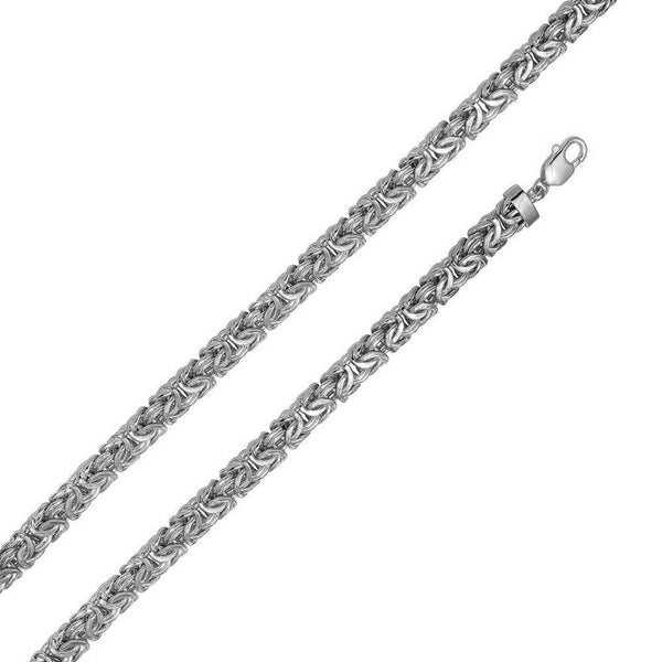 925 Sterling Silver Anti Tarnish Flat Byzantine Chain and Bracelet 9.4mm - CHHW130 | Silver Palace Inc.