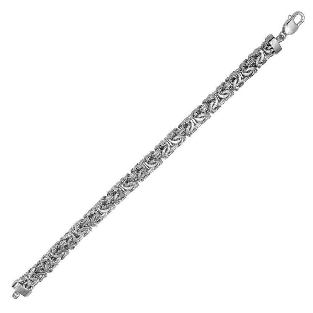 Cadena y pulsera bizantina plana antideslustre de plata de ley 925 de 9,4 mm - CHHW130
