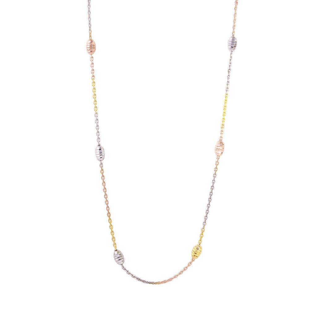 Silver 925 36" Diamond Cut Oval Multi-Plated Italian Necklace - CHN00001TRI | Silver Palace Inc.