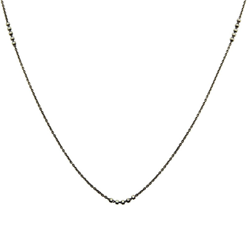 Silver 925 Black Rhodium Plated DC Beaded Necklace - CHN00002BLK | Silver Palace Inc.