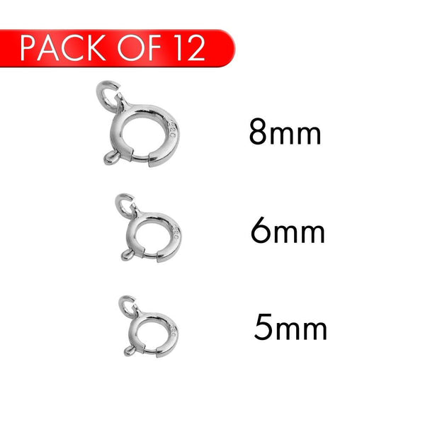 Silver 925 Round Spring Clasp - CLASP01 (PK of 12) | Silver Palace Inc.