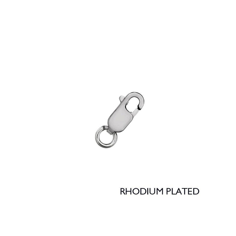 Rhodium Plated 925 Sterling Silver Lobster Clasp - CLASP02-RH-8MM