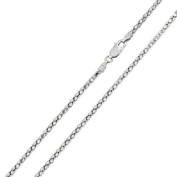Silver 925 Rhodium Plated Curved Multi Disc Coreana 035 Chain 3.3mm - CH405 RH | Silver Palace Inc.