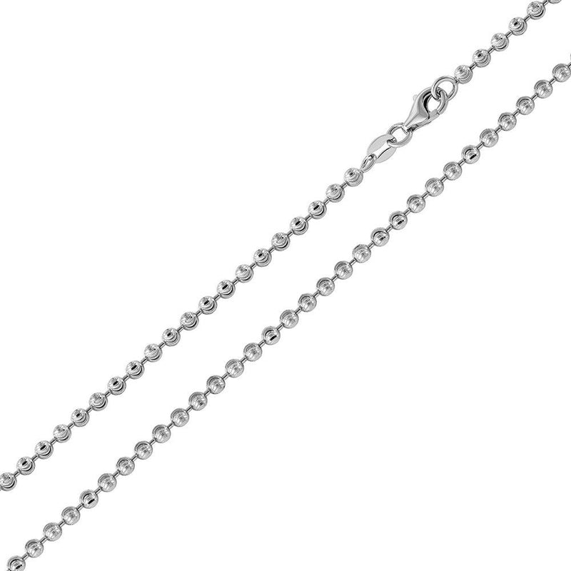 Rhodium Plated Wave Design DC Bead 002 Chains - CH101 RH | Silver Palace Inc.