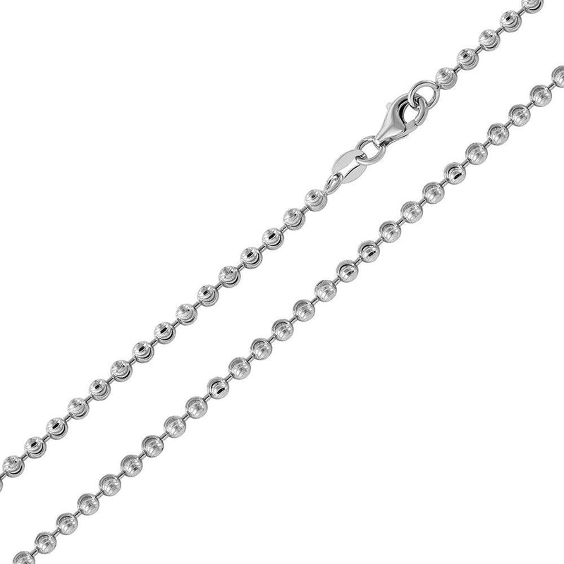 Rhodium Plated Wave Design Diamond Cut Bead 025 Chains 2.3mm - CH102 RH | Silver Palace Inc.