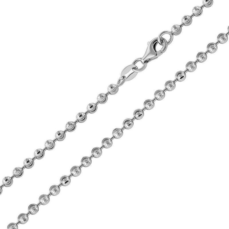 Rhodium Plated Wave Design Diamond Cut Bead 050 Chains 2.8mm - CH104 RH | Silver Palace Inc.