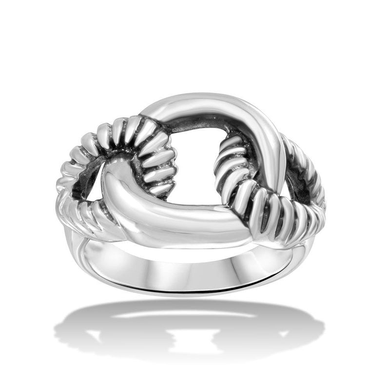 Silver 925 High Polished Linked Rope Ring - CR00716 | Silver Palace Inc.