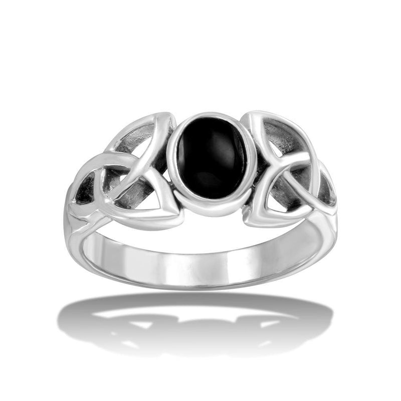 Silver 925 High Polished Black Oval Stone Ring - CR00725 | Silver Palace Inc.