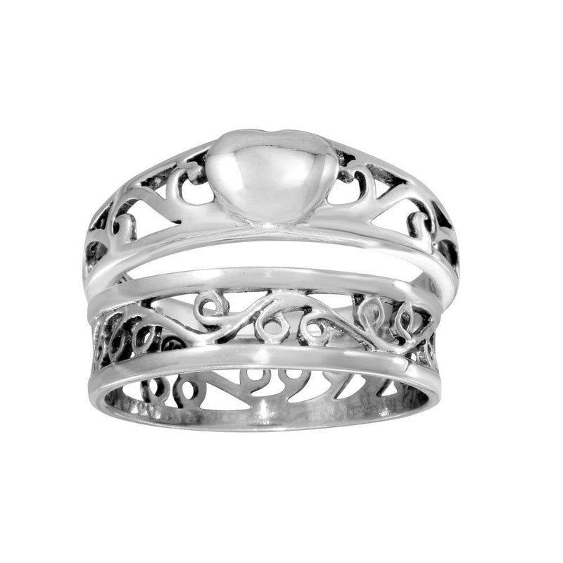 Silver 925 High Polished Stackable Heart and Waves Ring 2 Pc. Set - CR00733 | Silver Palace Inc.