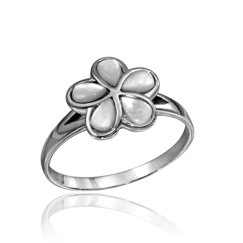 Silver 925 High Polished Flower Ring with Clear Stones - CR00739 | Silver Palace Inc.