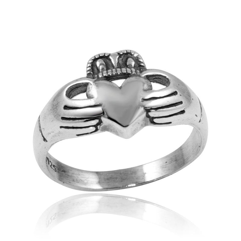 Silver 925 High Polished Claddagh Ring - CR00745 | Silver Palace Inc.