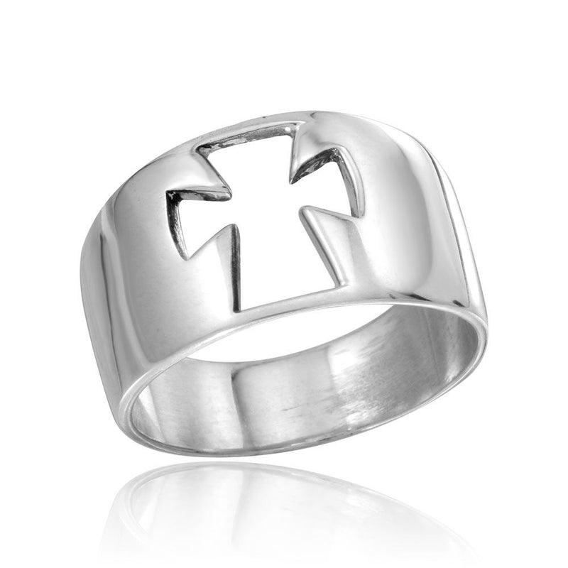 Silver 925 High Polished Open Cross Ring - CR00754 | Silver Palace Inc.
