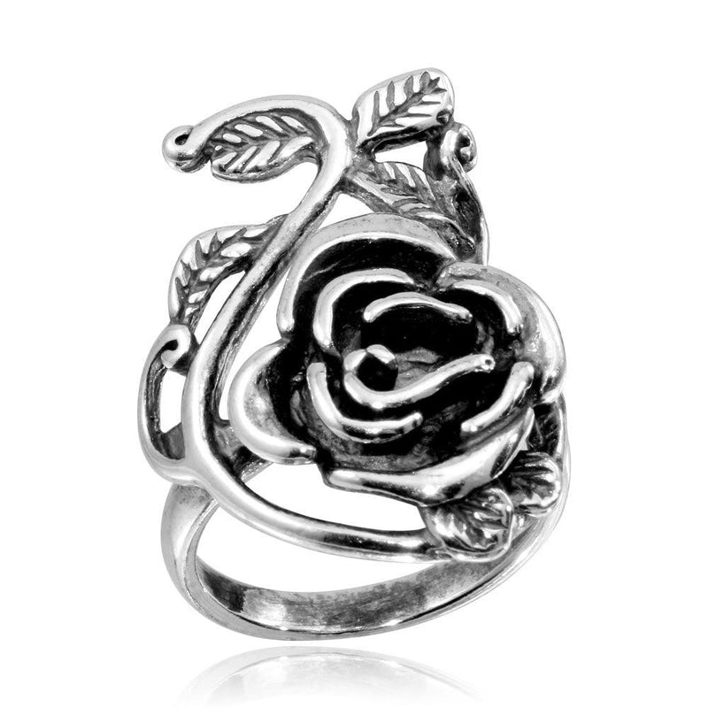 Silver 925 High Polished Rose Ring - CR00755 | Silver Palace Inc.