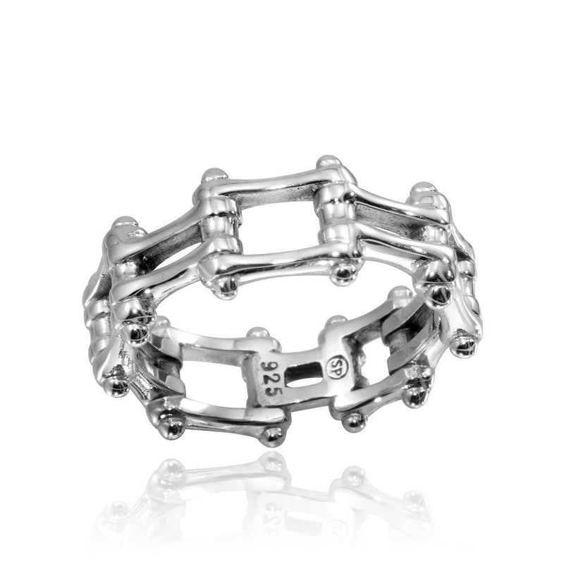 Silver 925 High Polished Biker Chain Ring - CR00794 | Silver Palace Inc.