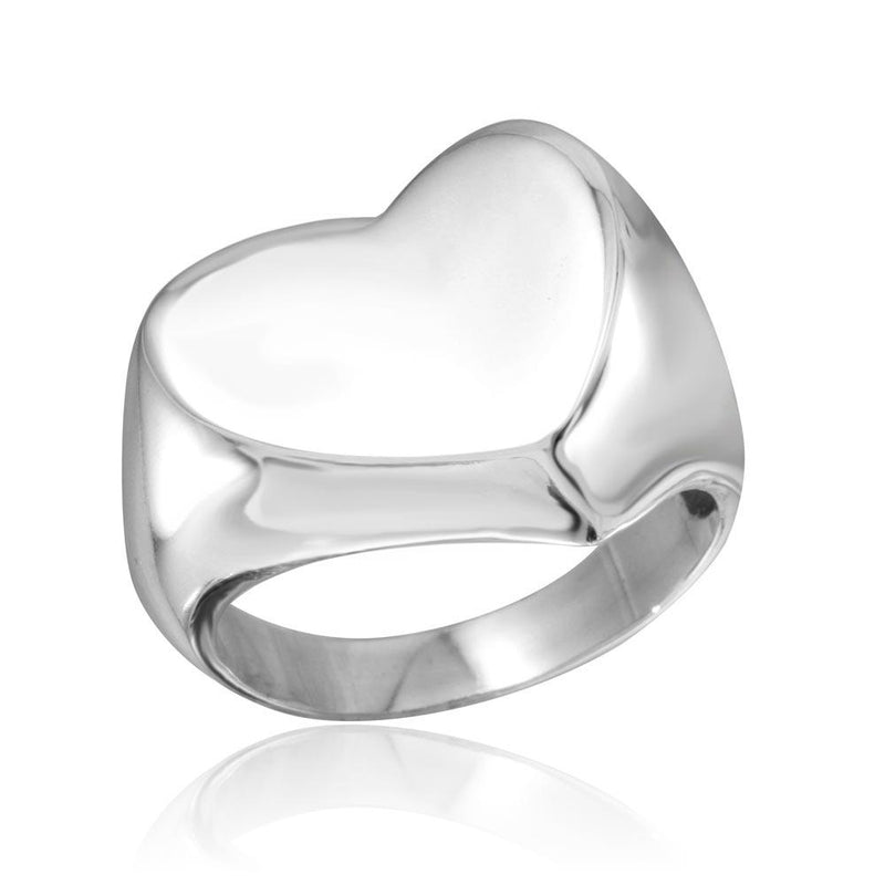 Silver 925 Rhodium Plated Heart Ring - CR00805 | Silver Palace Inc.