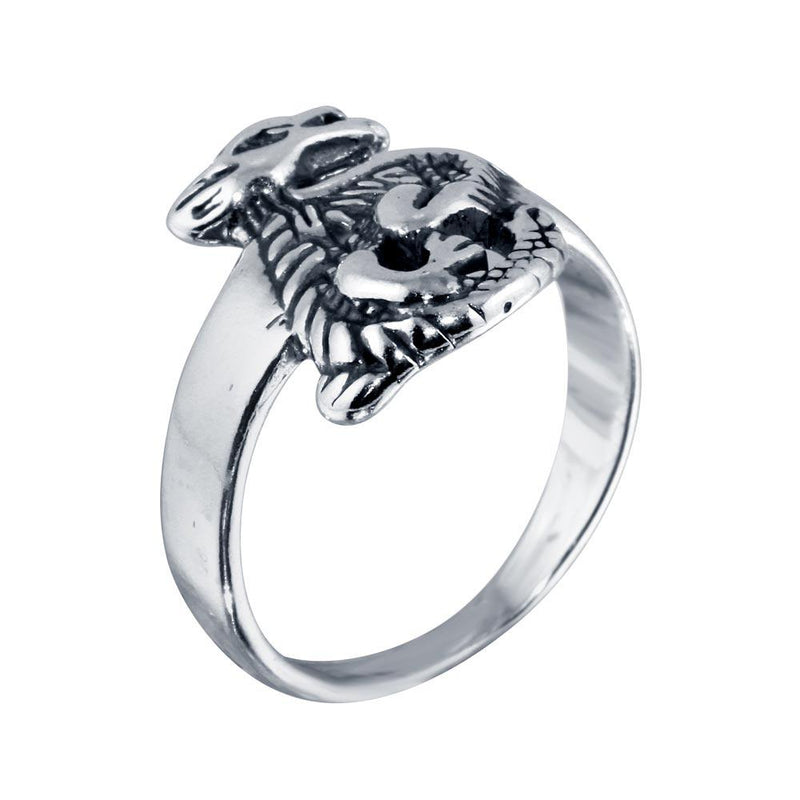 High Polished 925 Sterling Silver Dragon Design Ring - CR00813